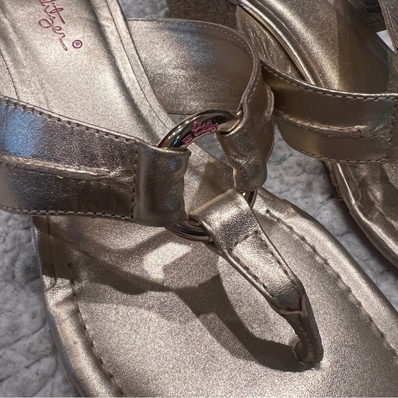 Lilly Pulitzer Women's McKim Wedge Sandal Gold Metallic 2” Wedge Heel - Picture 7 of 10